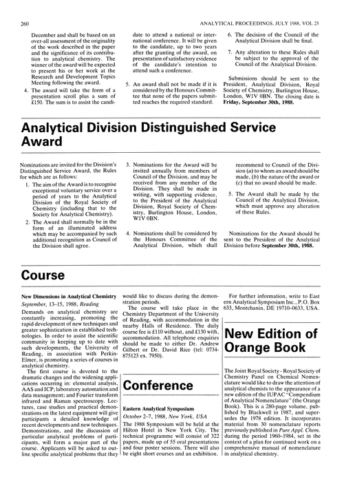 Analytical Division Distinguished Service