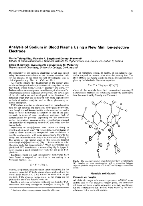 Analysis of sodium in blood plasma using a new mini ion-selective electrode