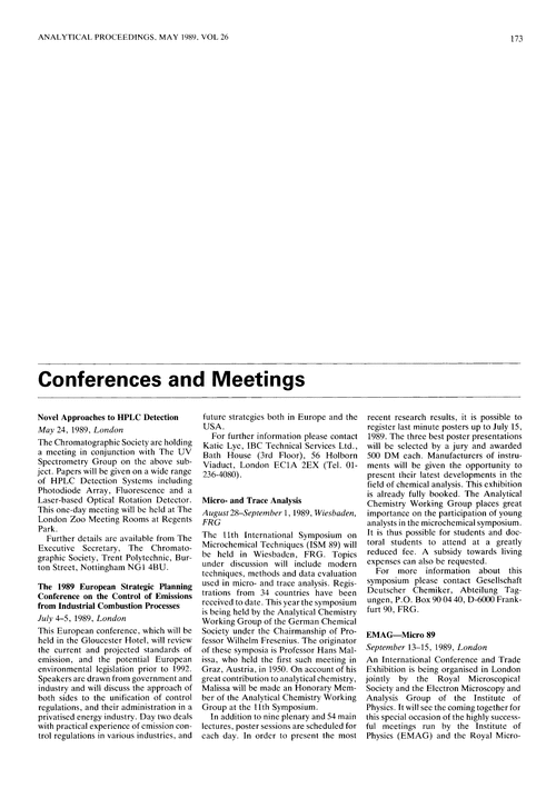 Conferences and meetings
