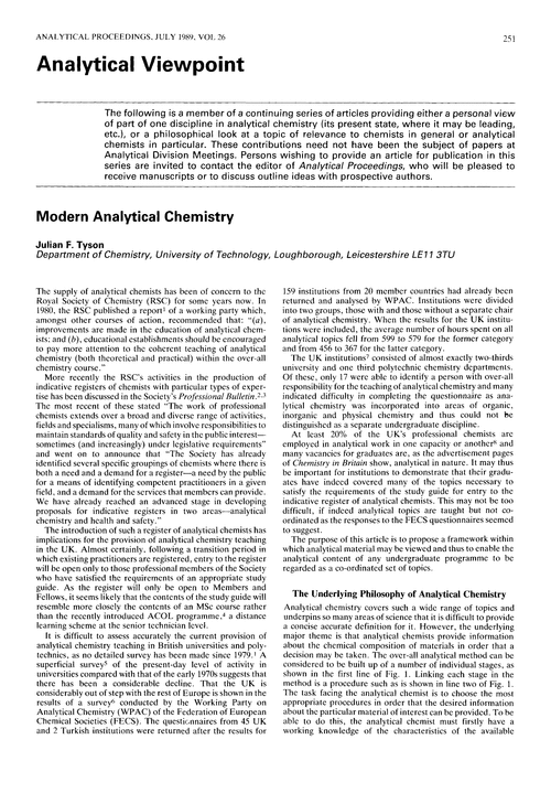 Analytical viewpoint. Modern Analytical Chemistry