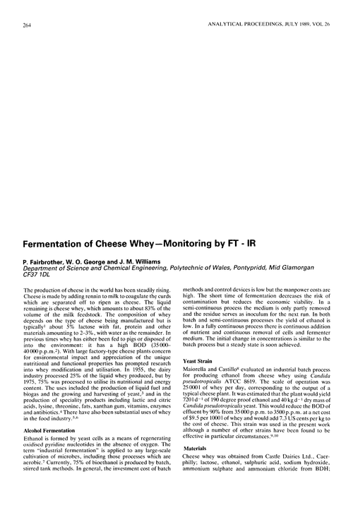 Fermentation of cheese whey–monitoring by FT-IR