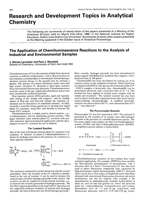 Research and development topics in Analytical Chemistry