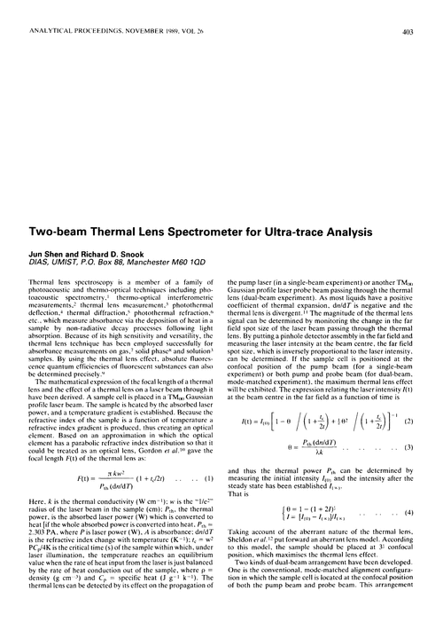 Two-beam thermal lens spectrometer for ultra-trace analysis