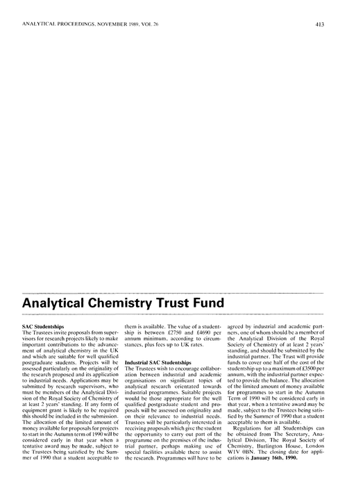 Analytical Chemistry Trust Fund