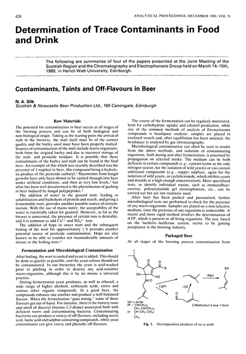 Determination of trace contaminants in food and drink