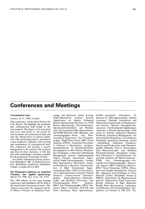 Conferences and meetings