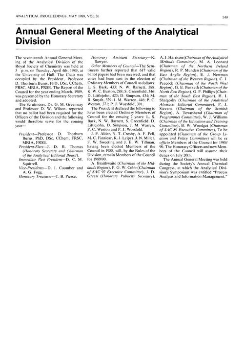 Annual General Meeting of the Analytical Division