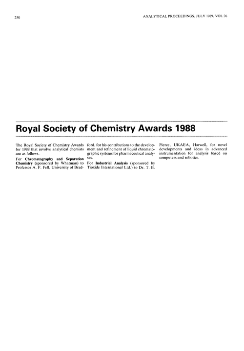 Royal Society of Chemistry Awards 1988