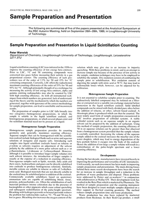Sample preparation and presentation