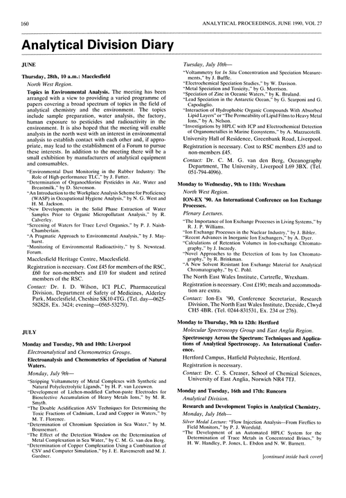 Analytical Division Diary