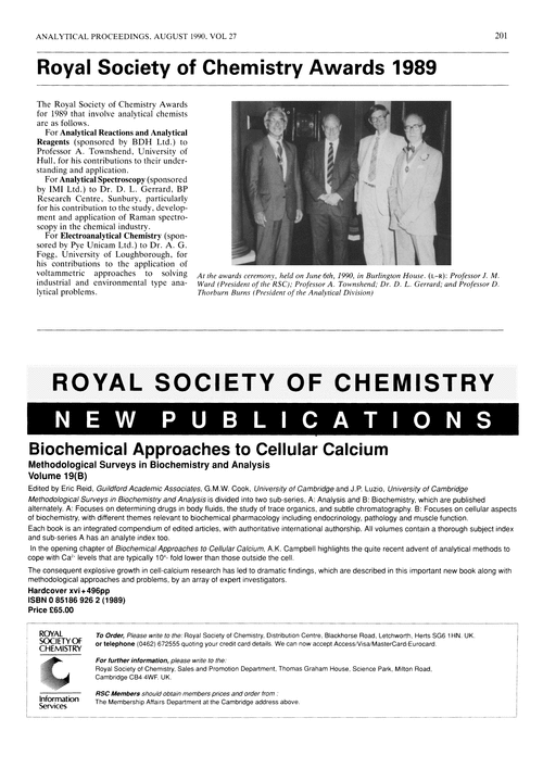 Royal Society of Chemistry Awards 1989