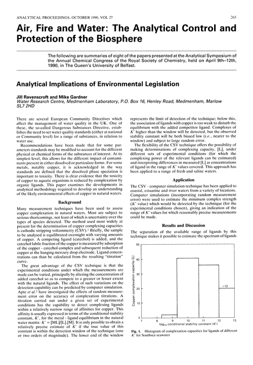 Air, fire and water: the analytical control and protection of the biosphere