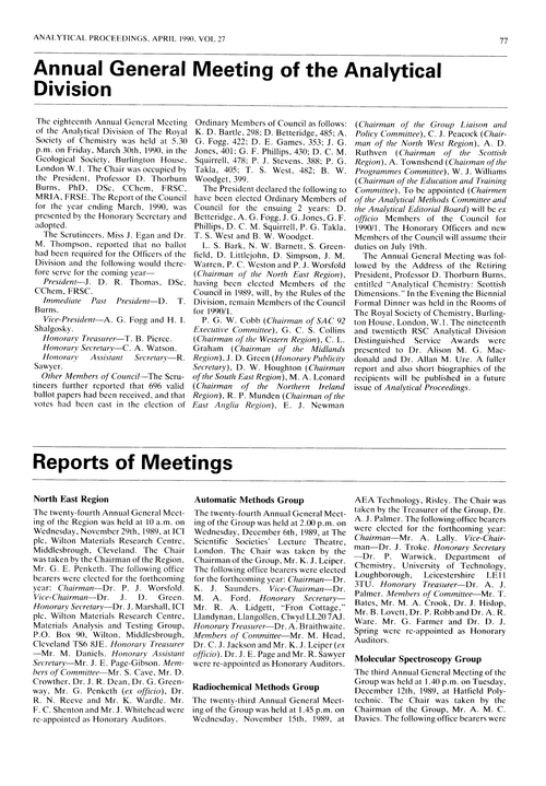 Annual General Meeting of the Analytical Division