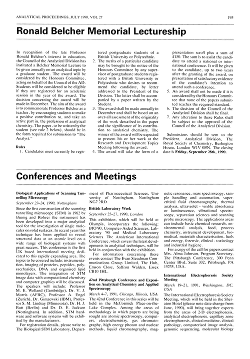 Ronald Belcher Memorial Lectureship
