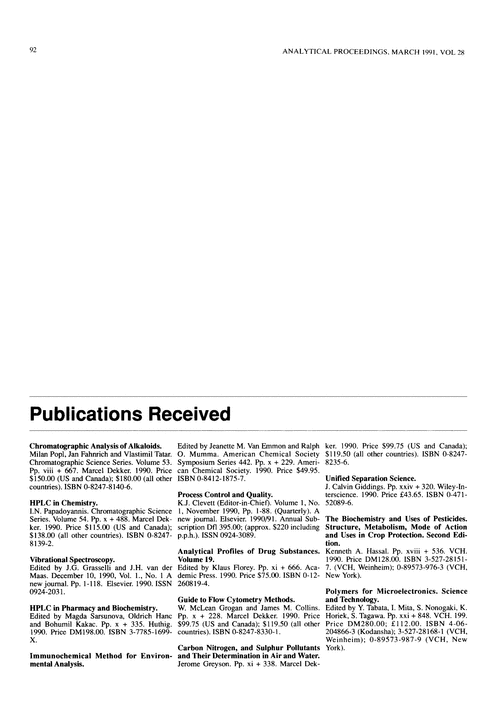 Publications received