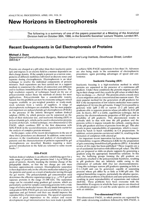 New horizons in electrophoresis. Recent developments in gel electrophoresis of proteins