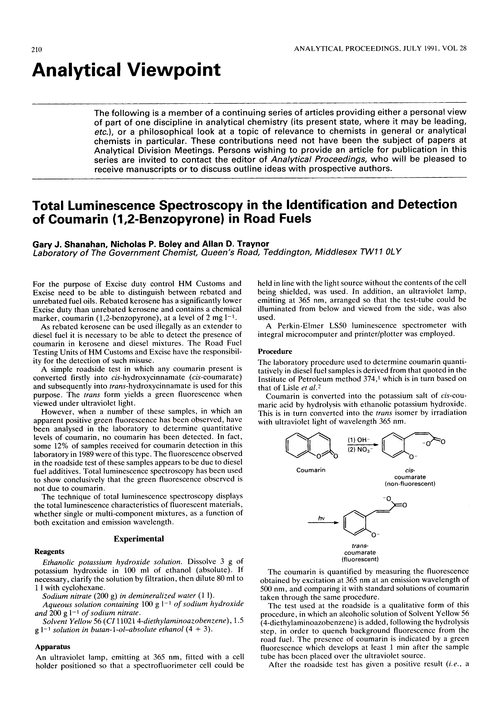 Analytical viewpoint. Total luminescence spectroscopy in the identification and detection of coumarin (1,2-benzopyrone) in road fuels