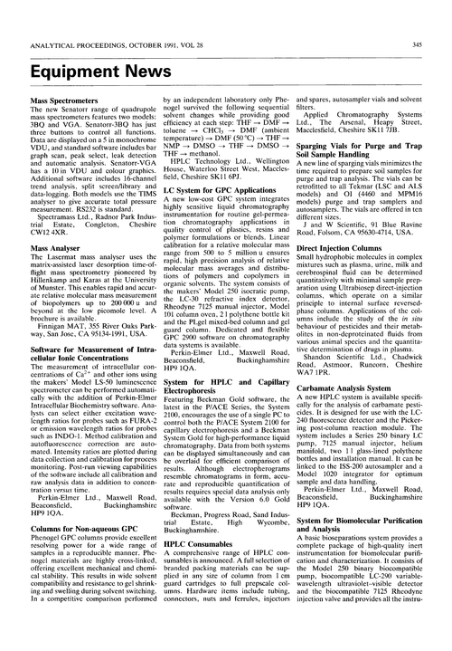 Equipment news