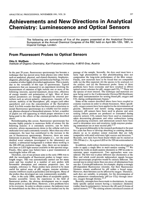 Achievements and new directions in Analytical Chemistry: luminescence and optical sensors