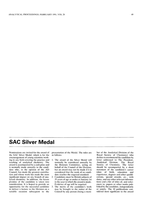 SAC Silver Medal