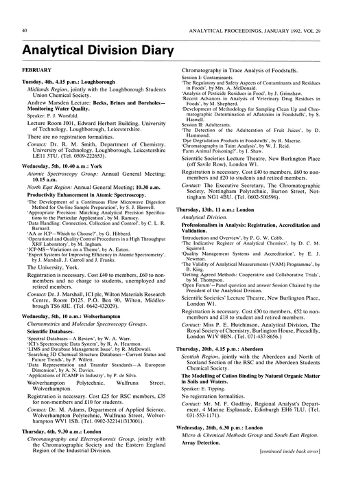 Analytical division diary