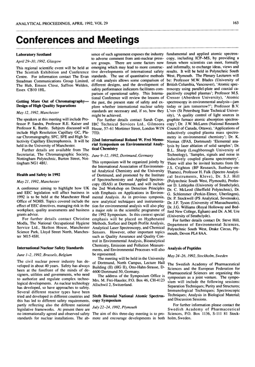 Conferences and meetings