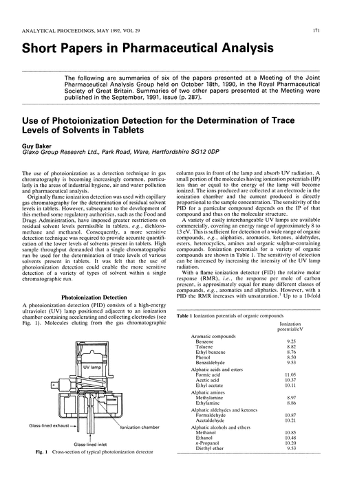 Short papers in pharmaceutical analysis