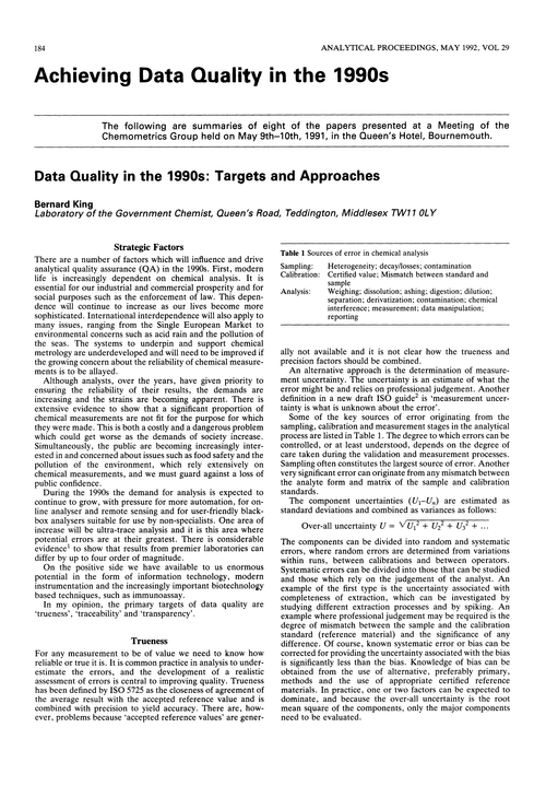 Achieving data quality in the 1990s