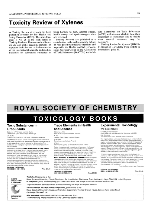 Toxicity review of xylenes Analytical Proceedings (RSC Publishing)