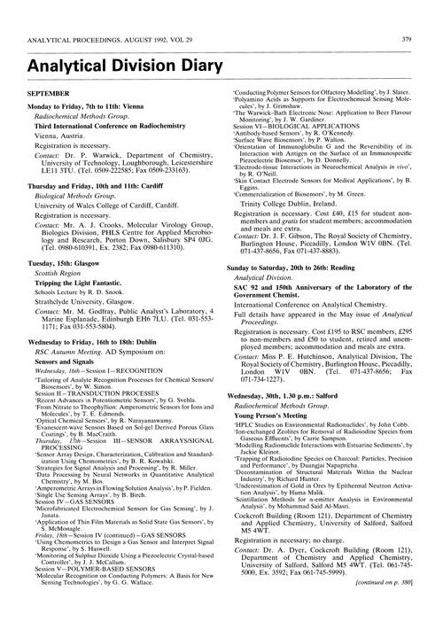 Analytical division diary