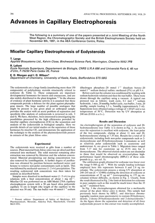 Advances in capillary electrophoresis. Micellar capillary electrophoresis of ecdysteroids
