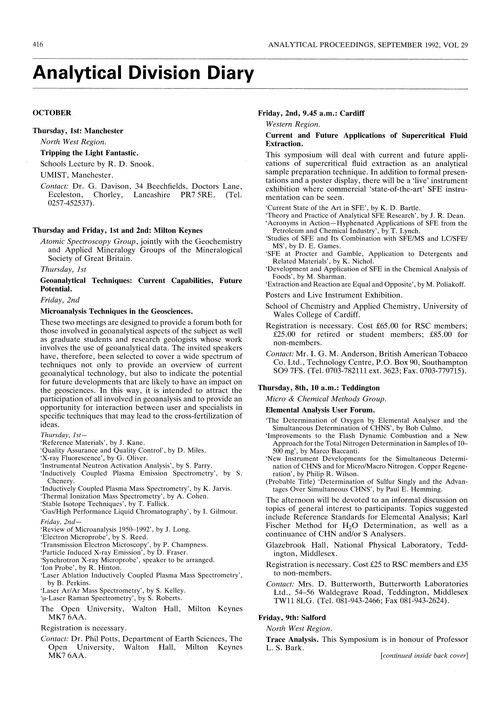 Analytical division diary