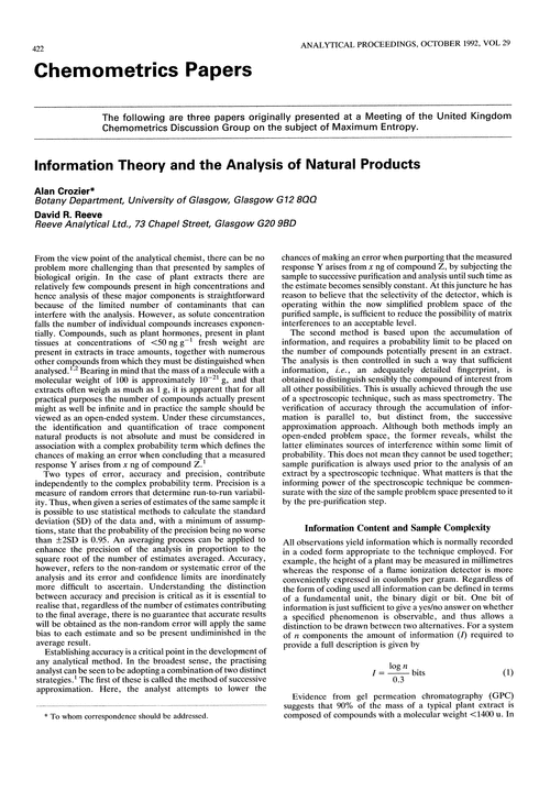 Chemometrics papers