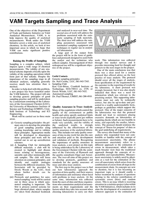 VAM targets sampling and trace analysis