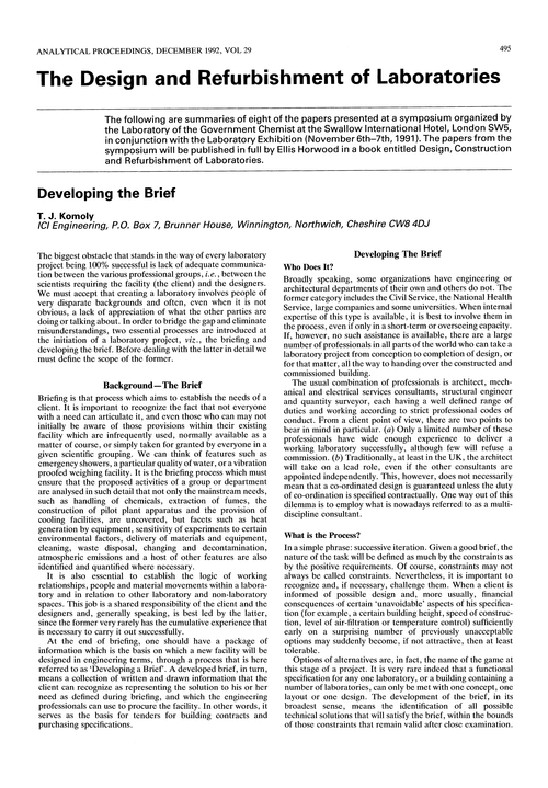 The design and refurbishment of laboratories