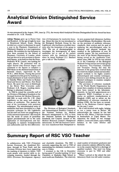 Summary report of RSC VSO teacher