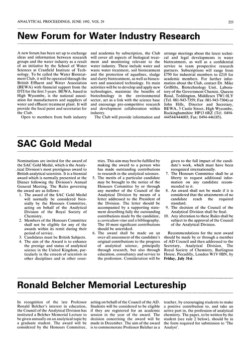 Ronald Belcher Memorial Lectureship