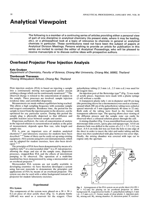 Analytical viewpoint. Overhead projector flow injection analysis