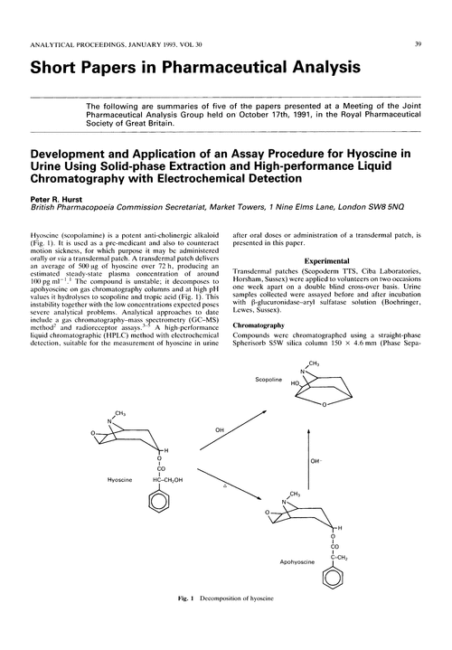 Short papers in pharmaceutical analysis