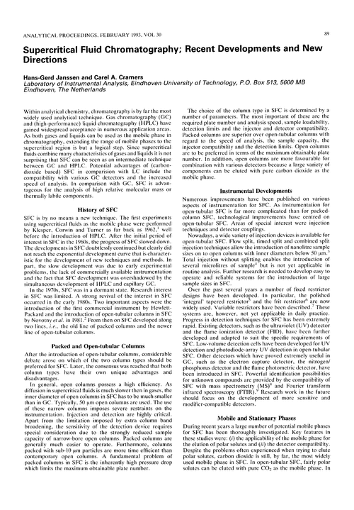 Supercritical fluid chromatography; recent developments and new directions