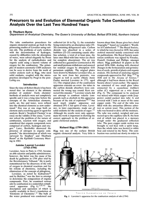 Precursors to and evolution of elemental organic tube combustion analysis over the last two hundred years