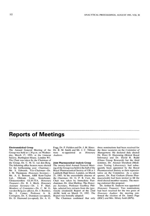 Reports of meetings
