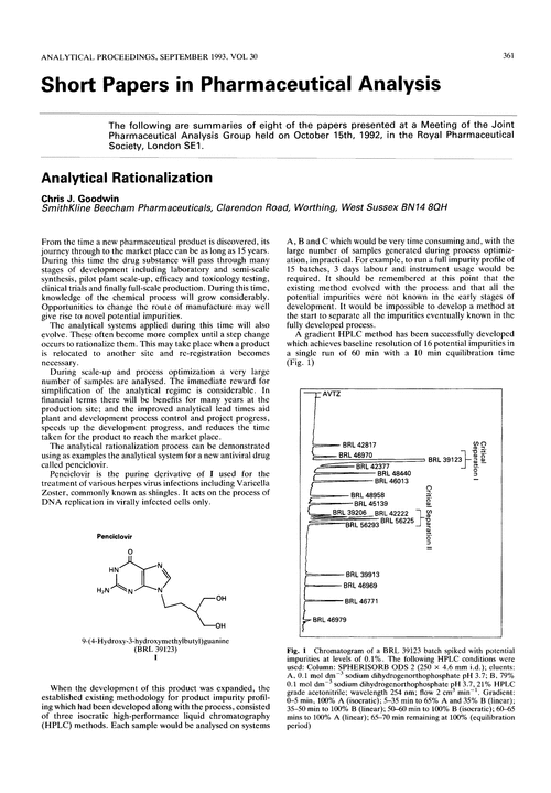 Short papers in pharmaceutical analysis