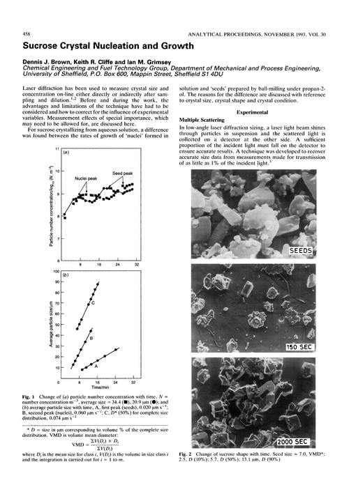 Sucrose crystal nucleation and growth
