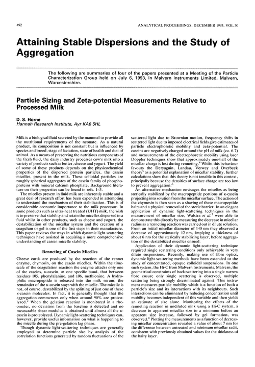 Attaining stable dispersions and the study of aggregation