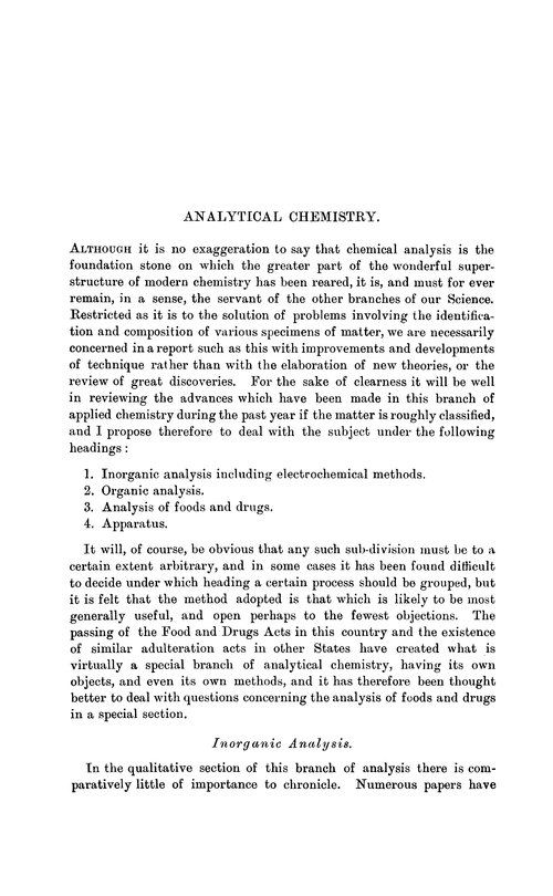 Analytical chemistry