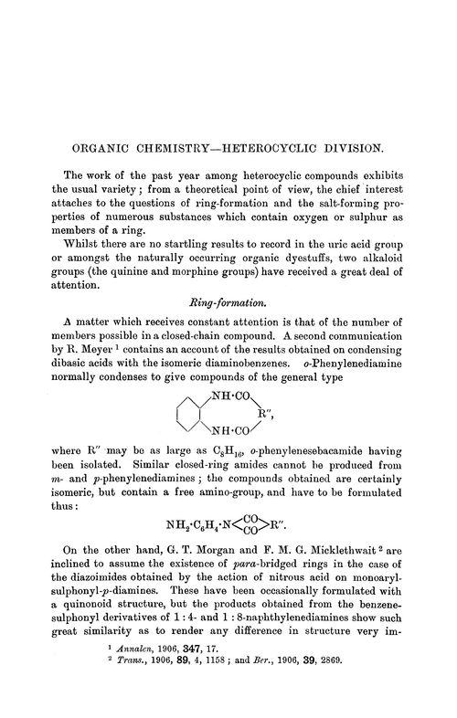 Organic chemistry–heterocyclic division