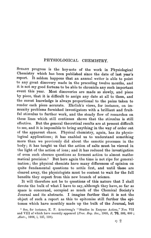 Physiological chemistry
