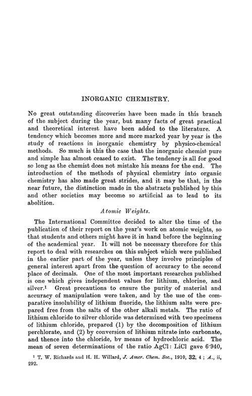 Inorganic chemistry