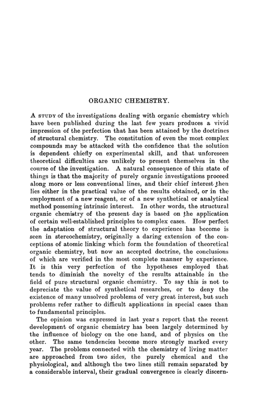 Organic chemistry